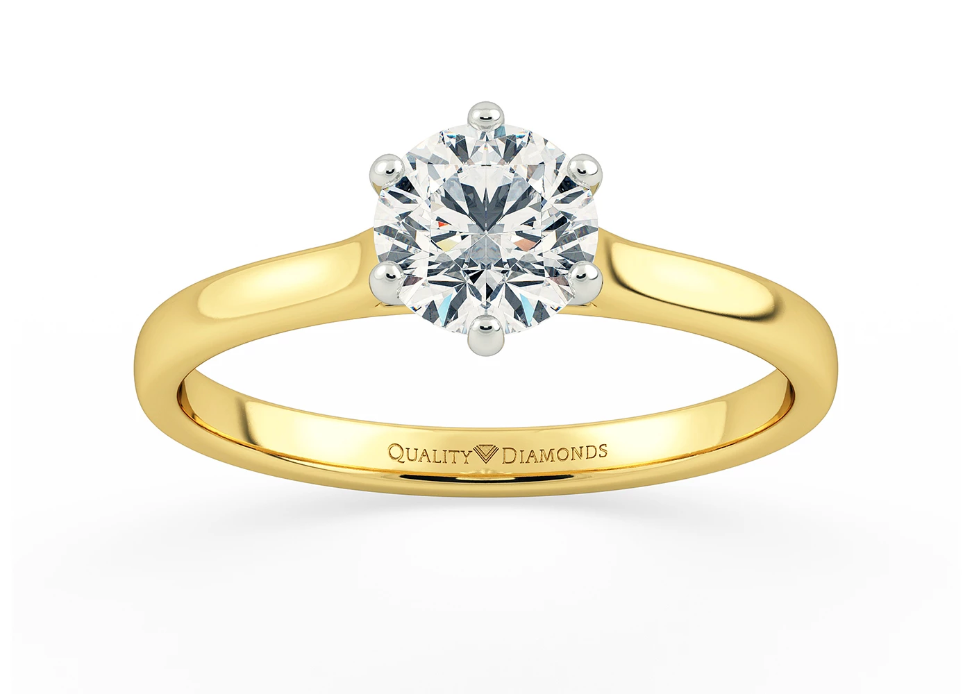 Round Brilliant Felicita Diamond Ring in 9K Yellow Gold