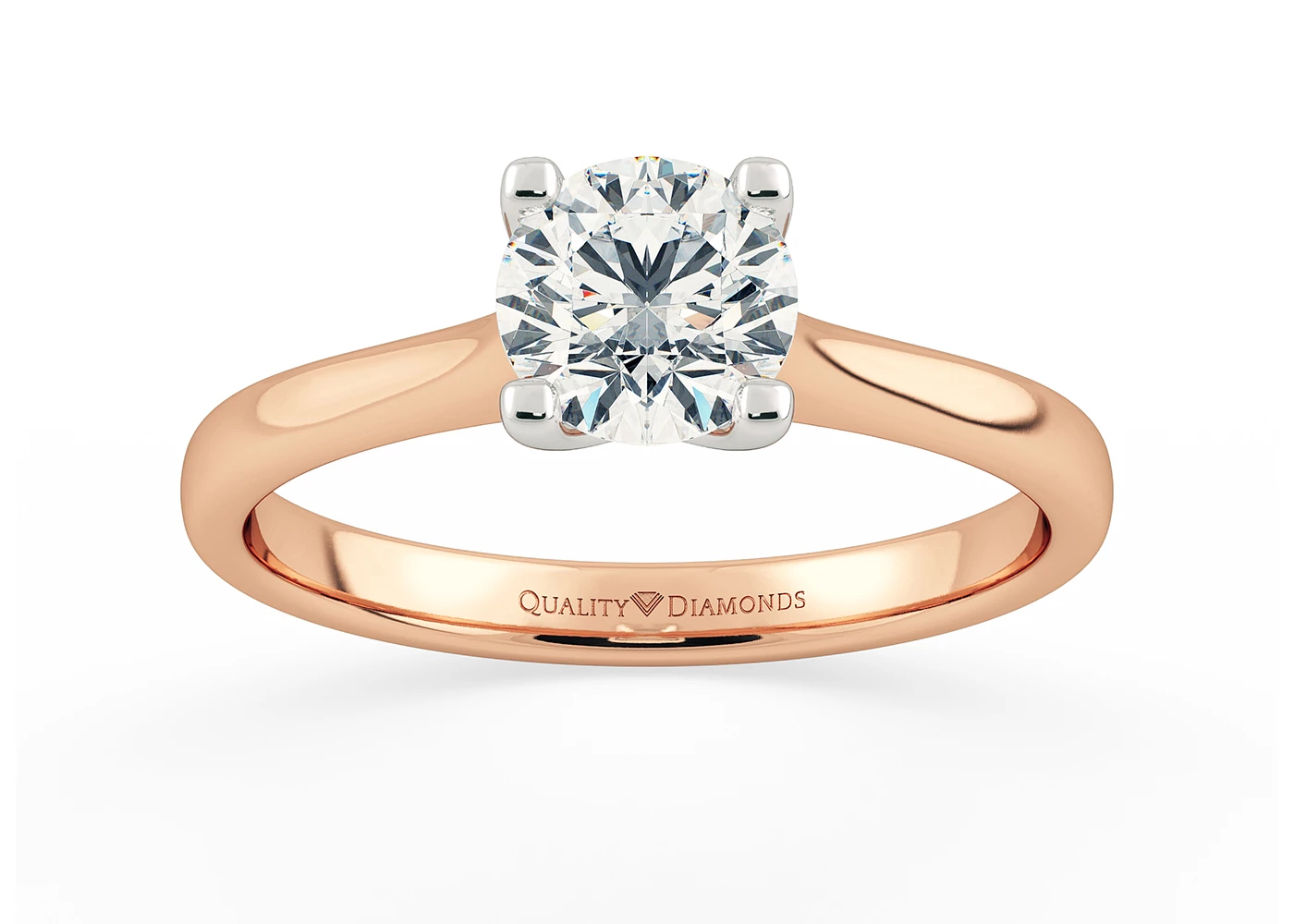 Round Brilliant Flor Diamond Ring in 18K Rose Gold