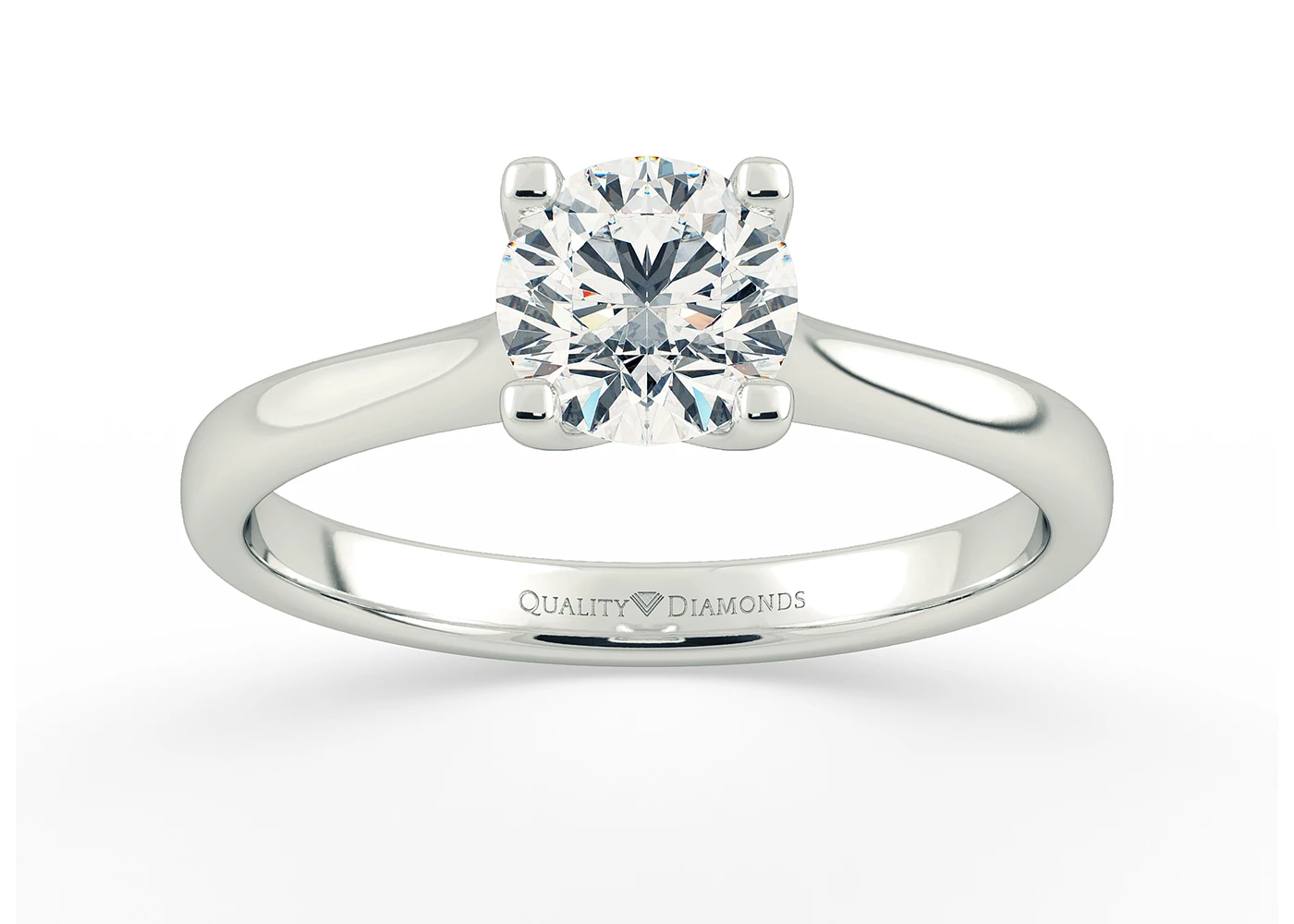 Round Brilliant Flor Diamond Ring in 18K White Gold