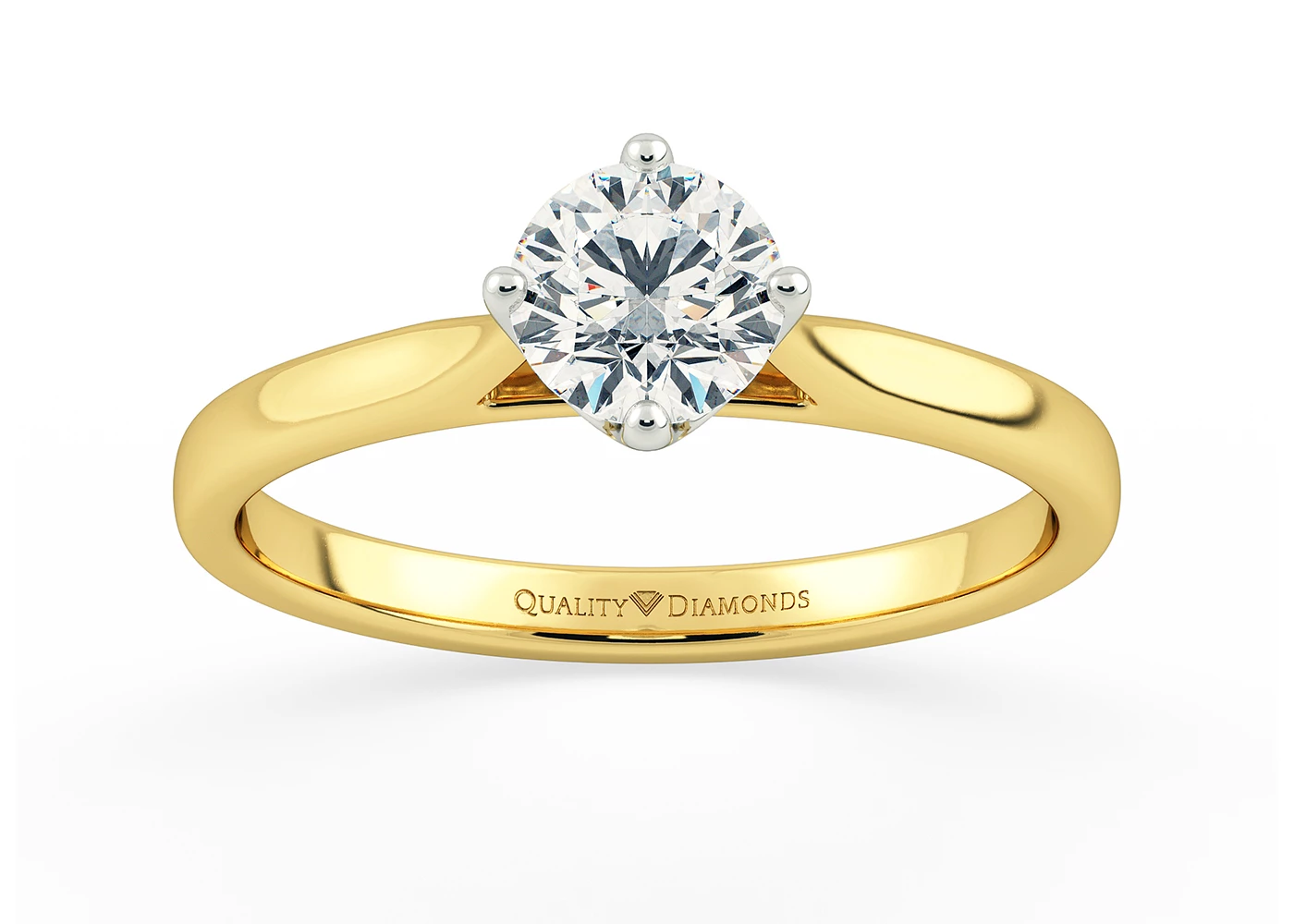 Round Brilliant Grazia Diamond Ring in 9K Yellow Gold