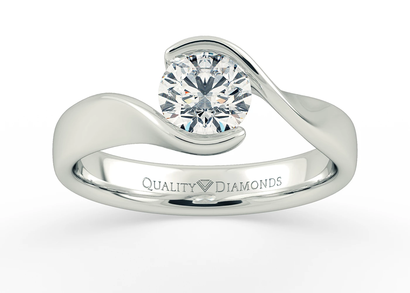 Round Brilliant Jolie Diamond Ring in 18K White Gold