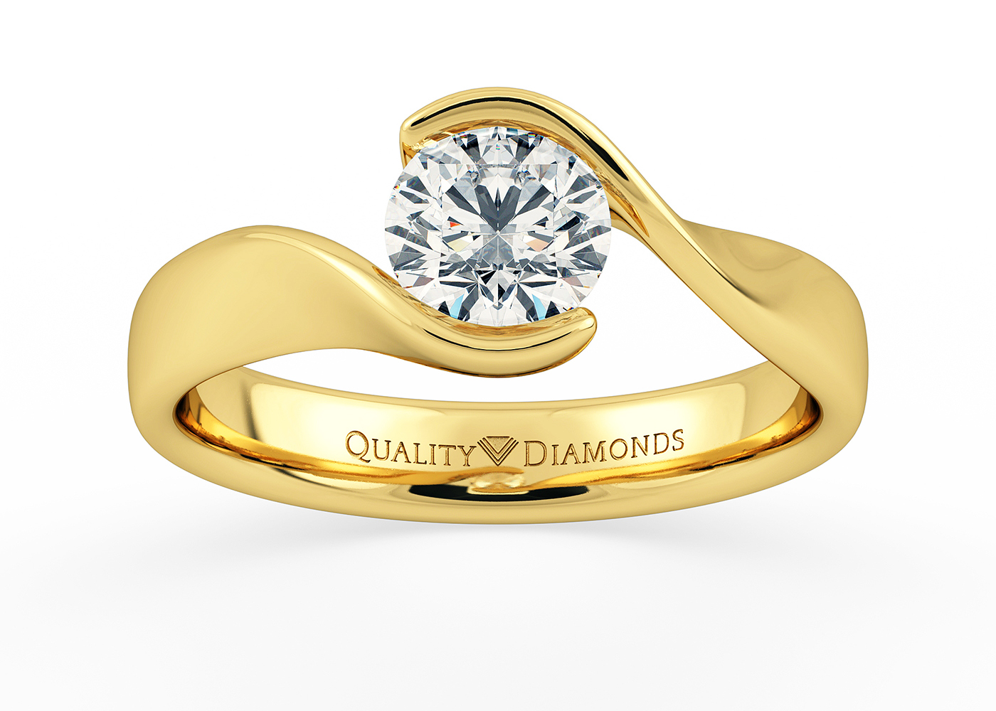 Round Brilliant Jolie Diamond Ring in 18K Yellow Gold
