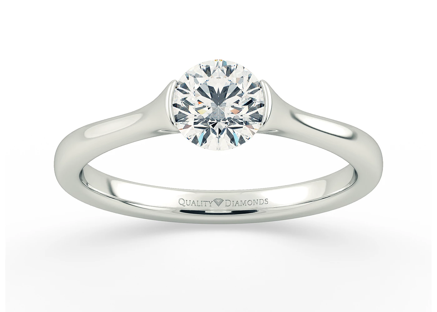 Round Brilliant Lealia Diamond Ring in 18K White Gold
