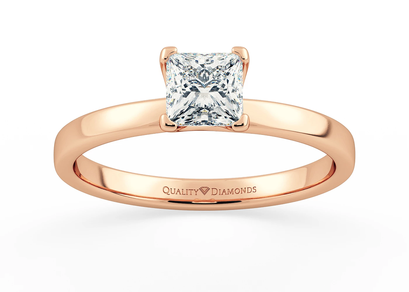 Princess Lusso Diamond Ring in 18K Rose Gold