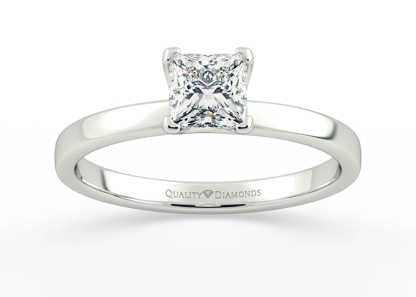Princess Lusso Diamond Ring in 9K White Gold
