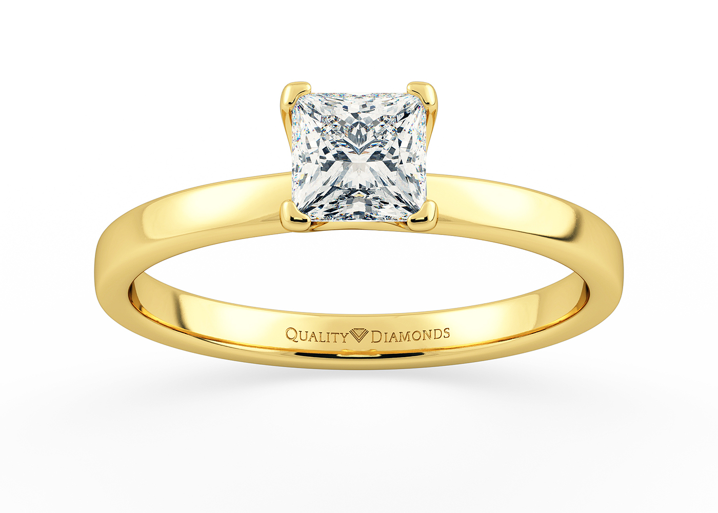 Princess Lusso Diamond Ring in 18K Yellow Gold