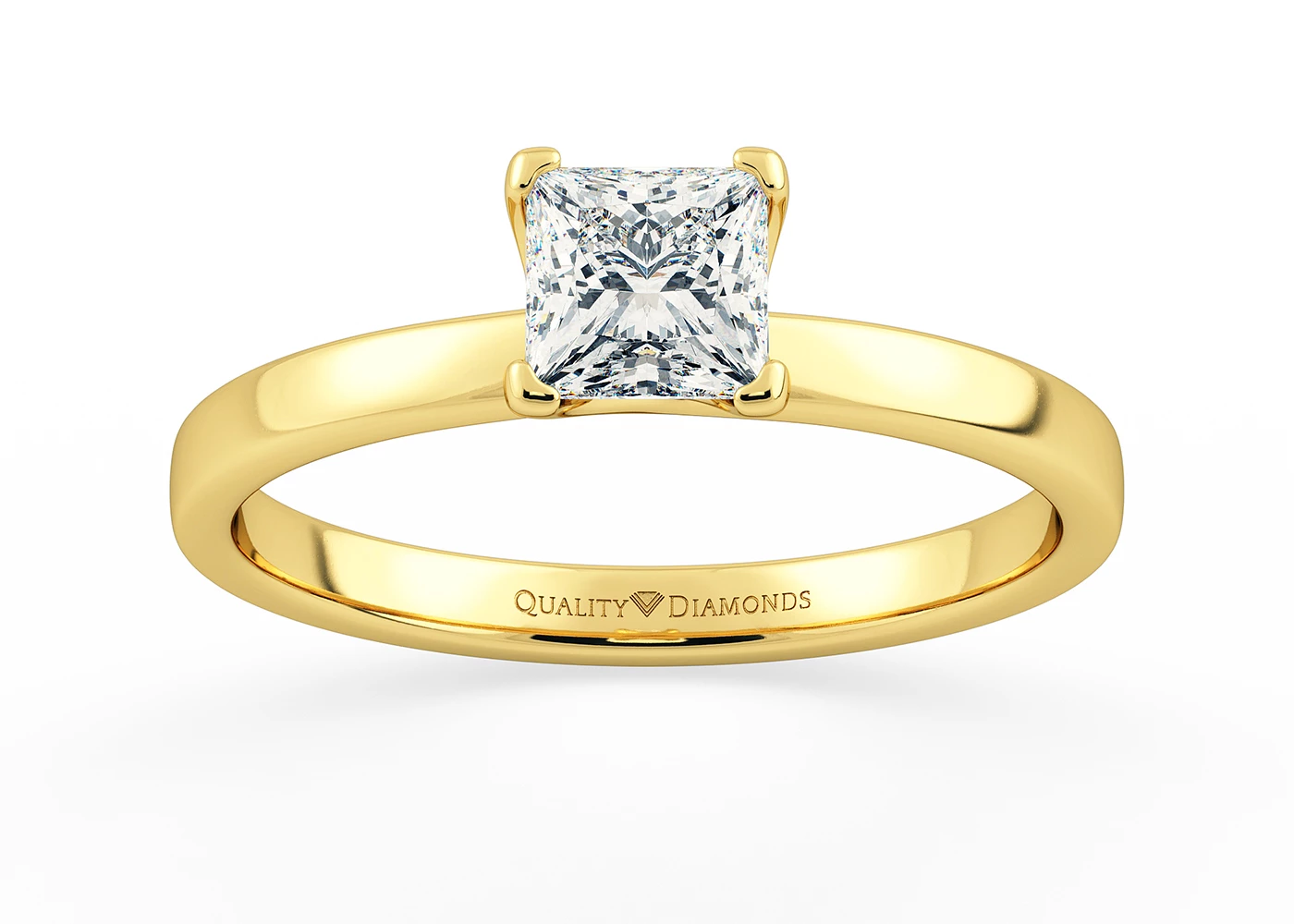 Princess Lusso Diamond Ring in 9K Yellow Gold