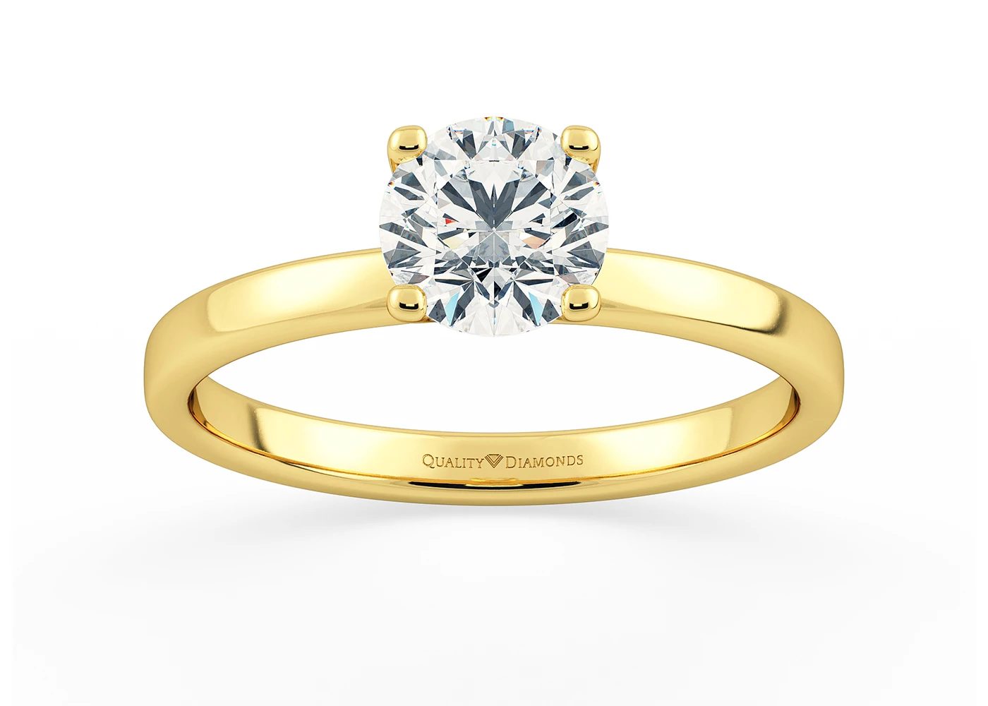 Round Brilliant Lusso Diamond Ring in 9K Yellow Gold