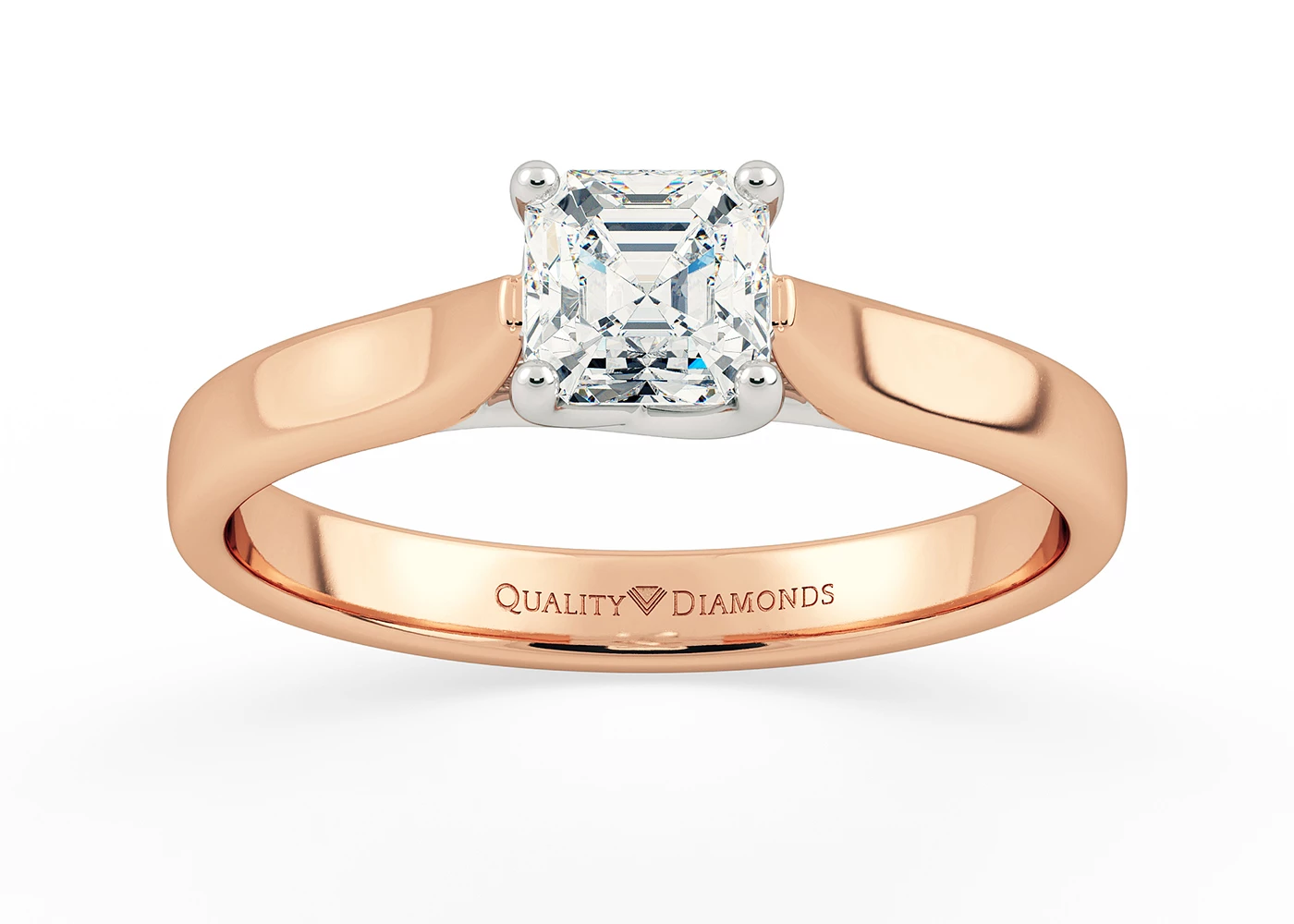 Asscher Mirabelle Diamond Ring in 9K Rose Gold