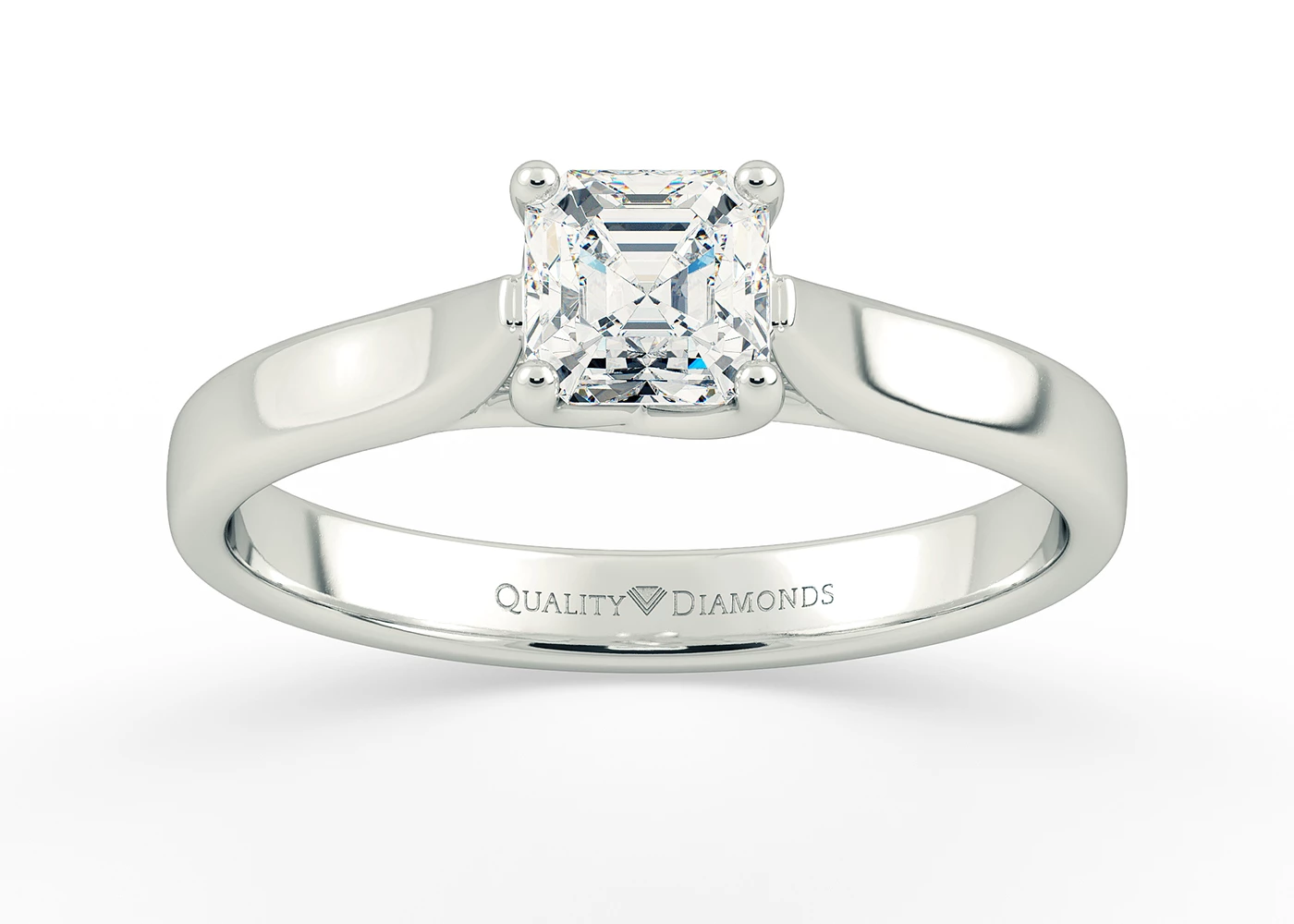 Asscher Mirabelle Diamond Ring in 18K White Gold