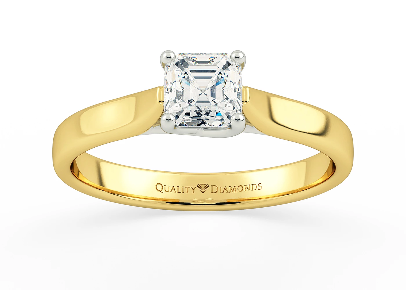 Asscher Mirabelle Diamond Ring in 9K Yellow Gold