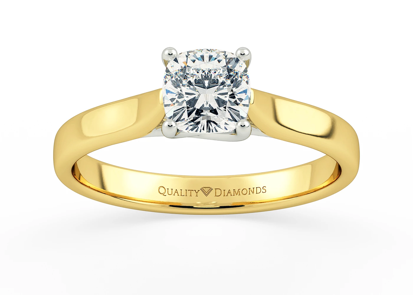 Cushion Mirabelle Diamond Ring in 9K Yellow Gold