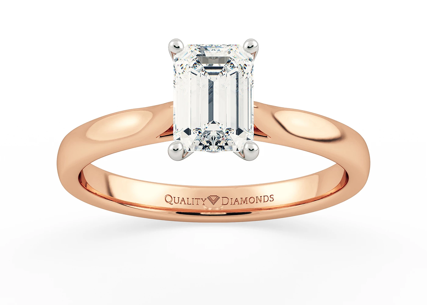 Emerald Romantico Diamond Ring in 9K Rose Gold