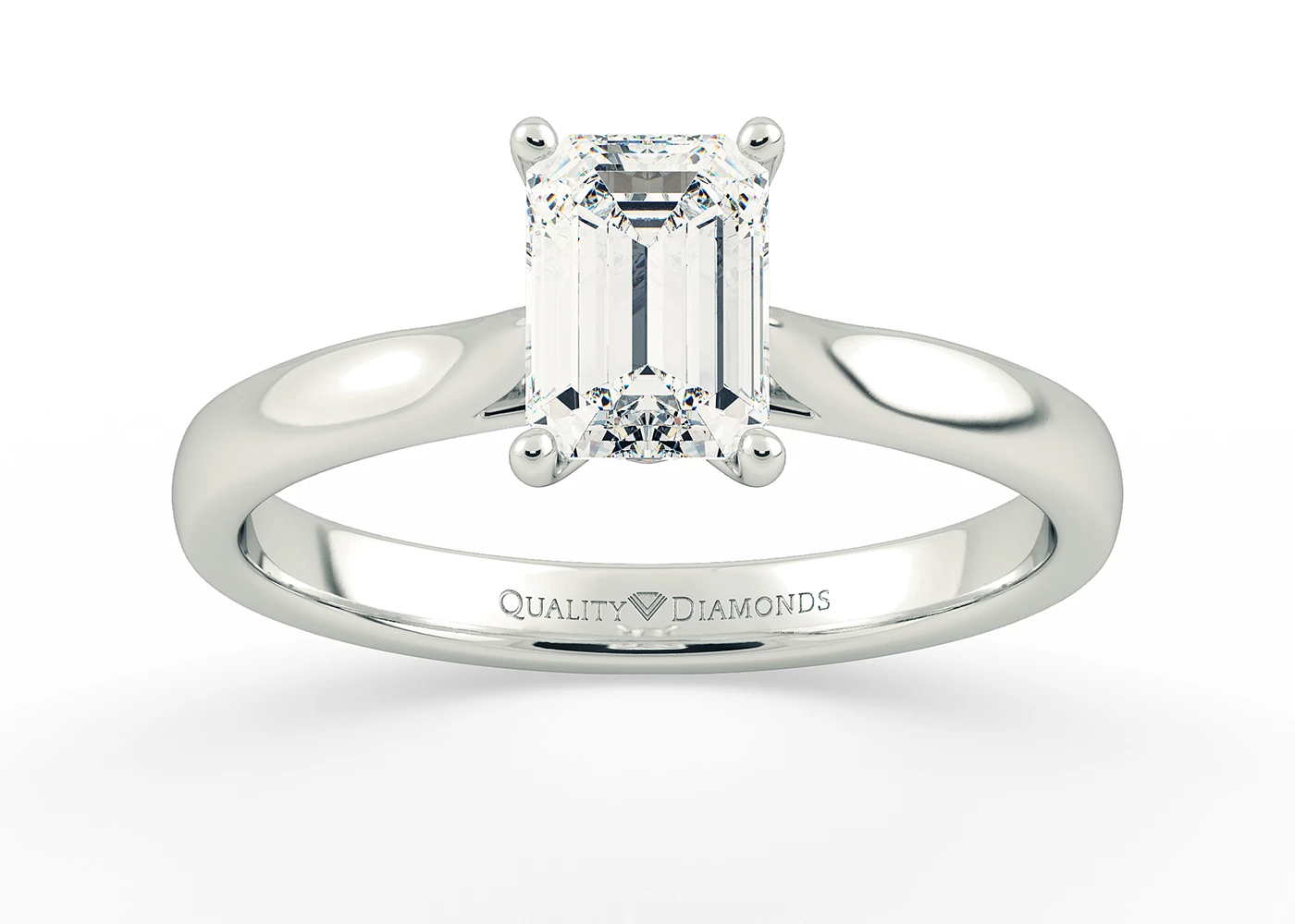 Emerald Romantico Diamond Ring in 9K White Gold