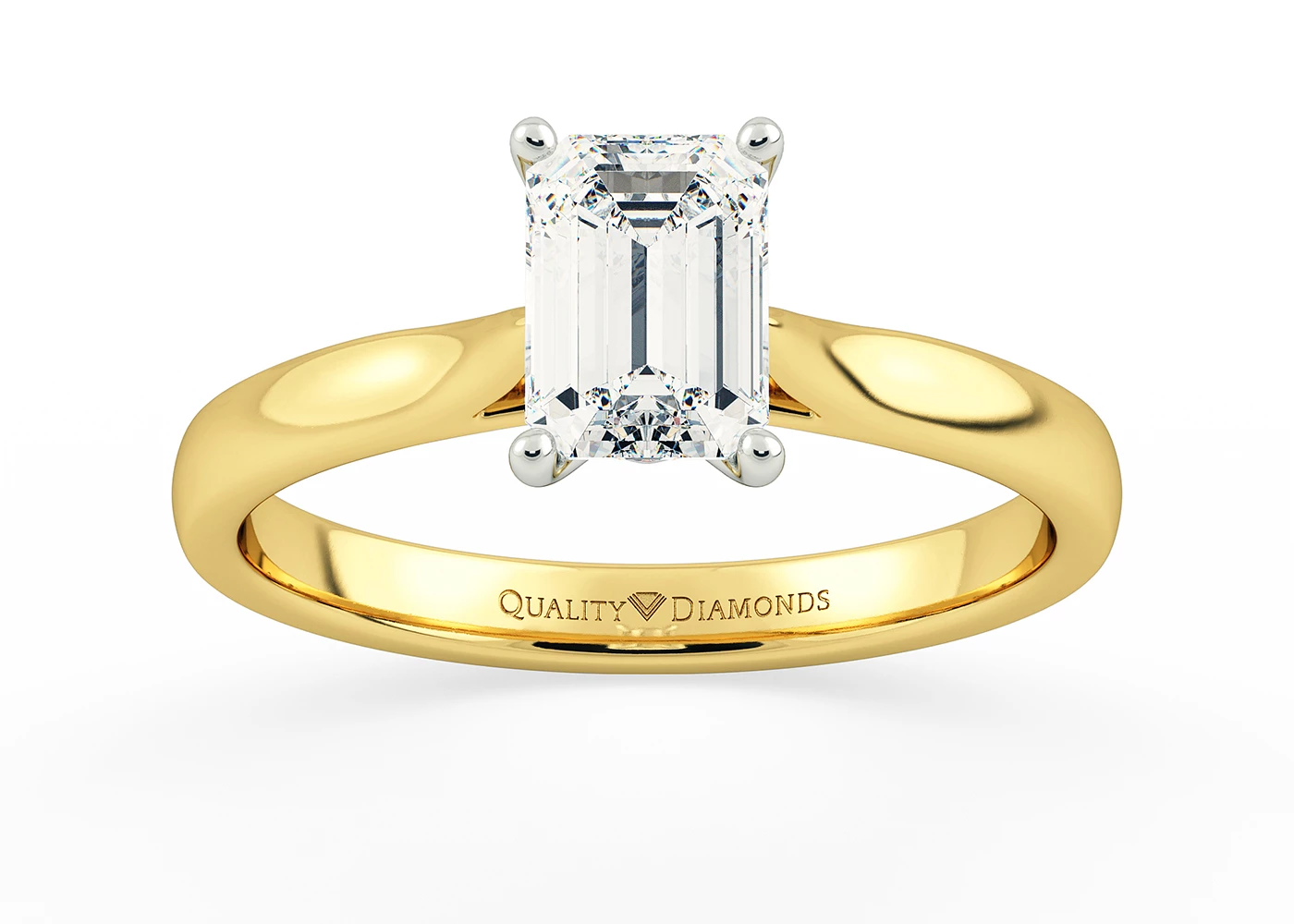 Emerald Romantico Diamond Ring in 9K Yellow Gold