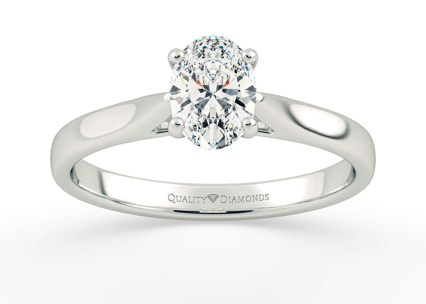 Oval Romantico Diamond Ring in 18K White Gold