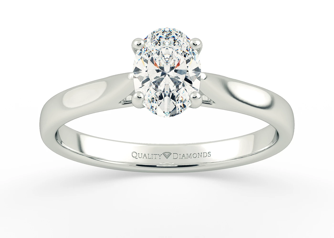 Oval Romantico Diamond Ring in 9K White Gold