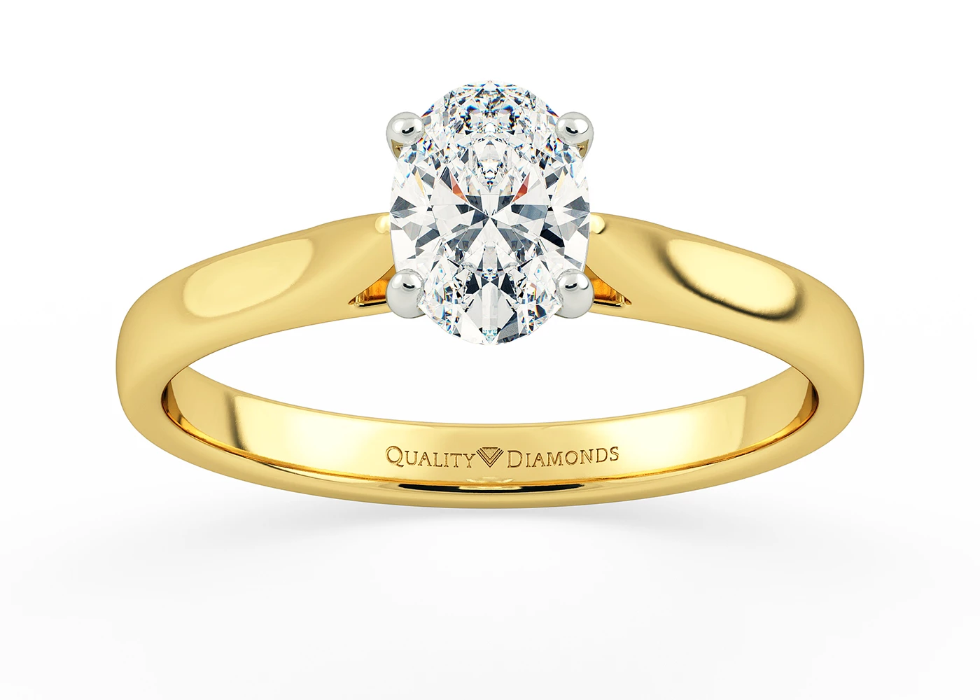 Oval Romantico Diamond Ring in 9K Yellow Gold