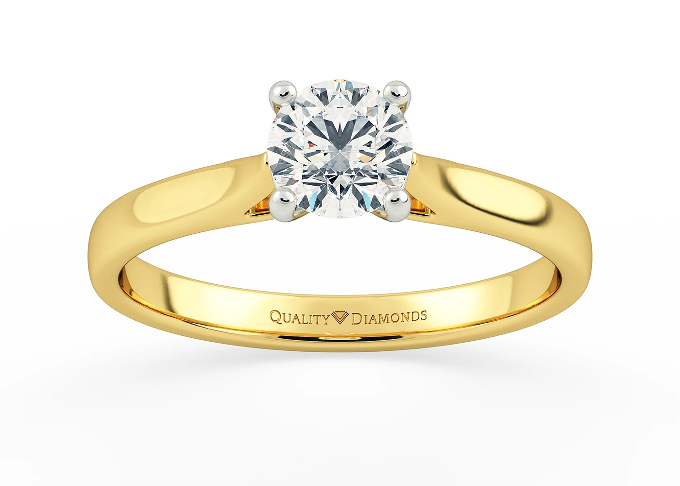 Round Brilliant Romantico Diamond Ring in 9K Yellow Gold