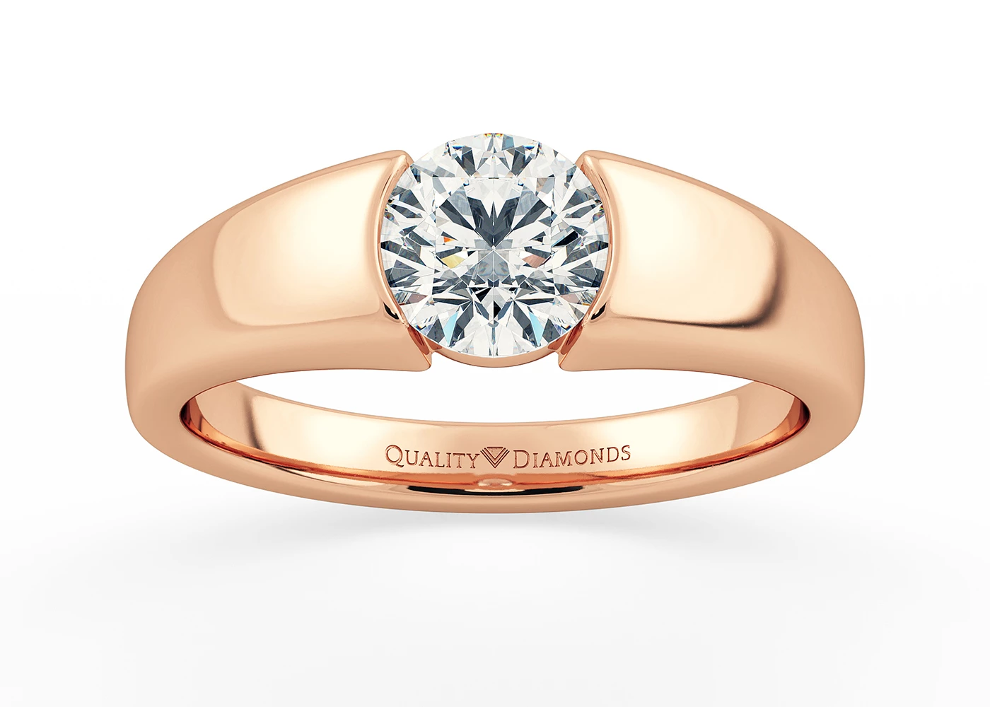 Round Brilliant Vesta Diamond Ring in 18K Rose Gold