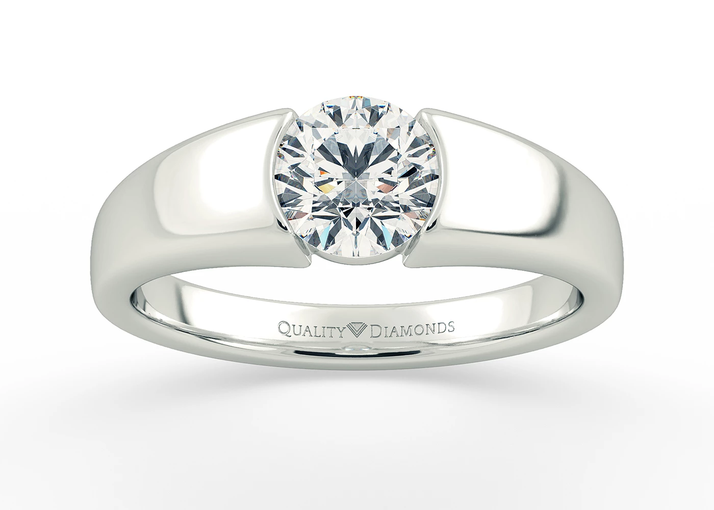 Round Brilliant Vesta Diamond Ring in Platinum