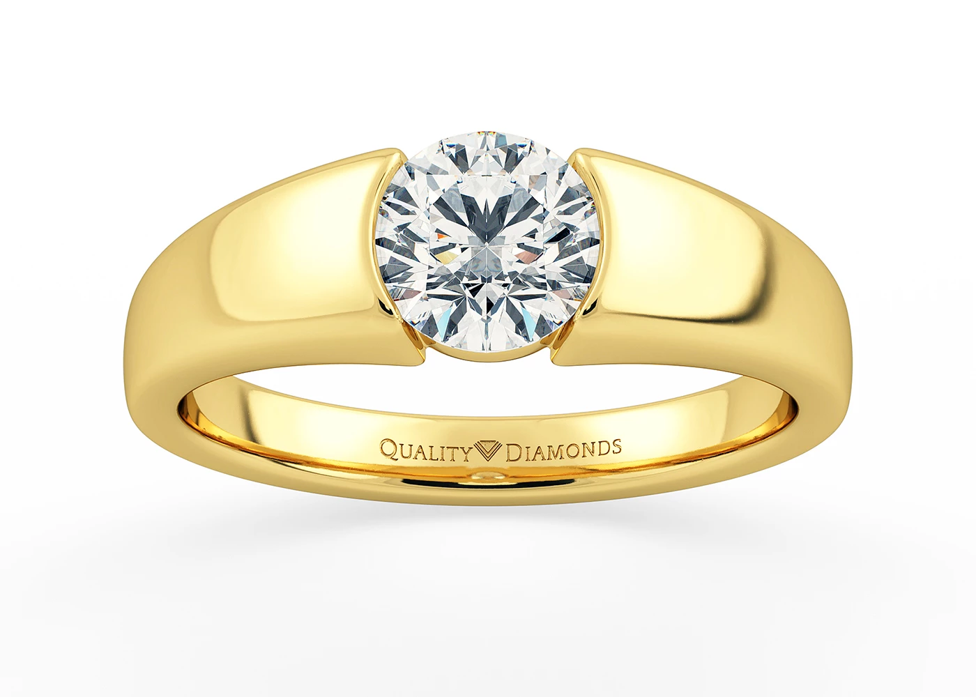 Round Brilliant Vesta Diamond Ring in 18K Yellow Gold
