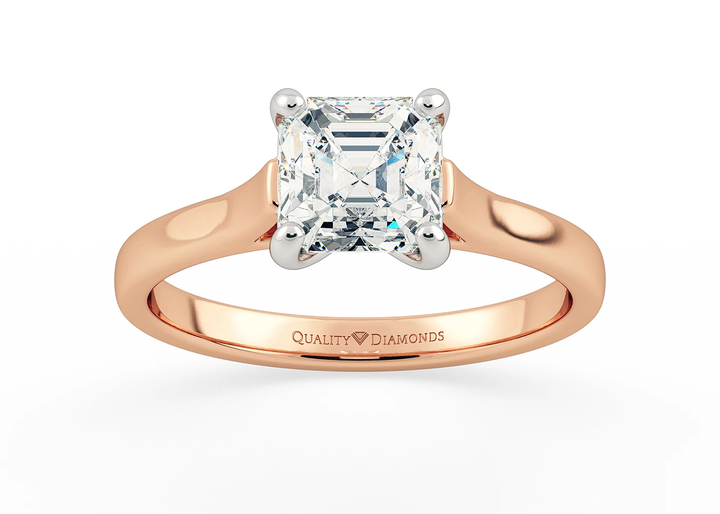 Asscher Rosa Diamond Ring in 9K Rose Gold