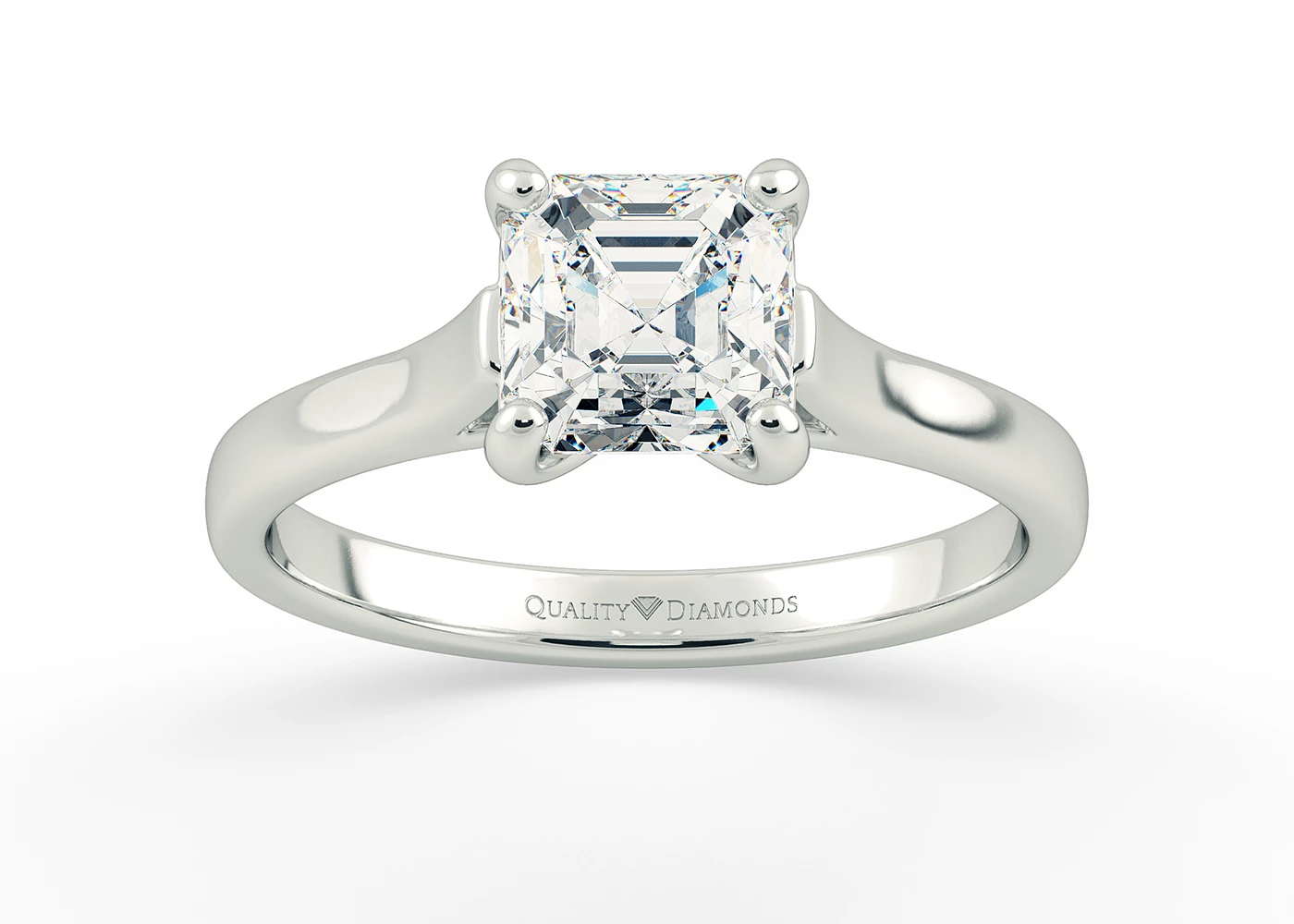 Asscher Rosa Diamond Ring in 9K White Gold