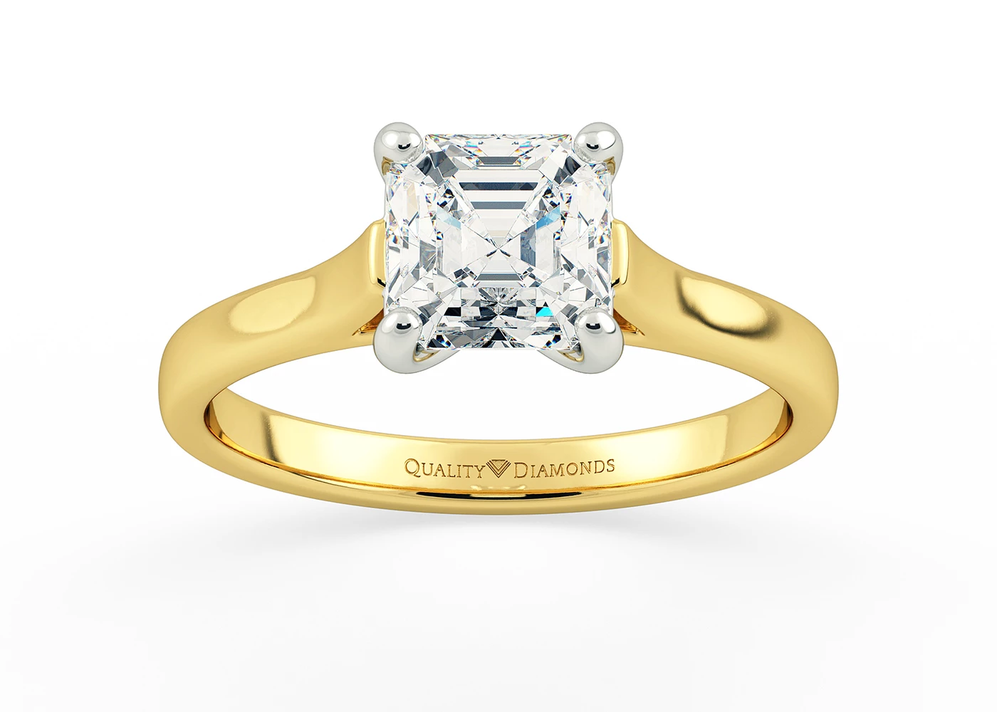 Asscher Rosa Diamond Ring in 18K Yellow Gold