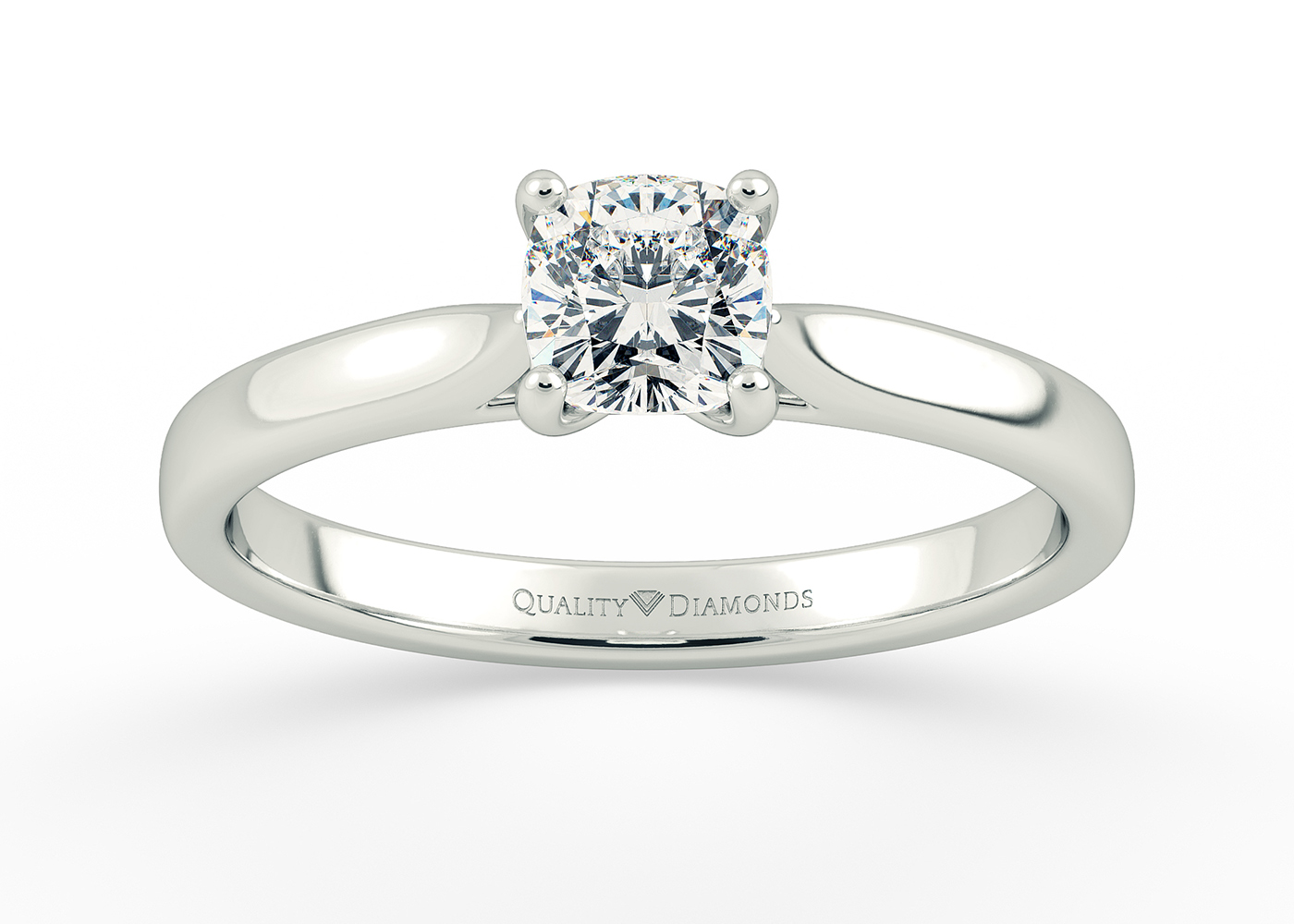 Cushion Rosa Diamond Ring in 18K White Gold