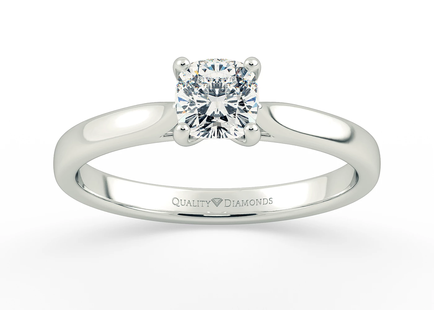 Cushion Rosa Diamond Ring in 18K White Gold