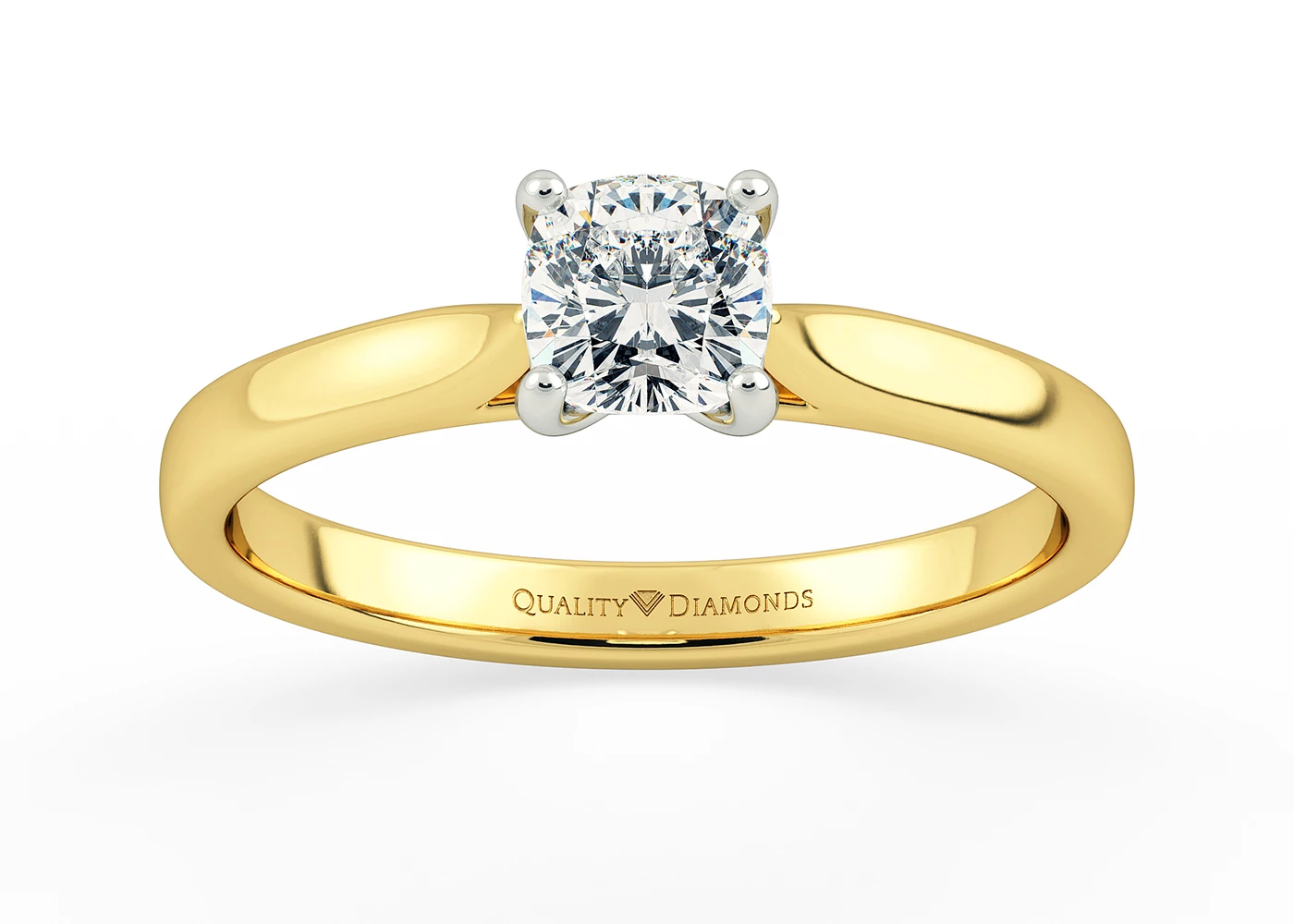 Cushion Rosa Diamond Ring in 9K Yellow Gold