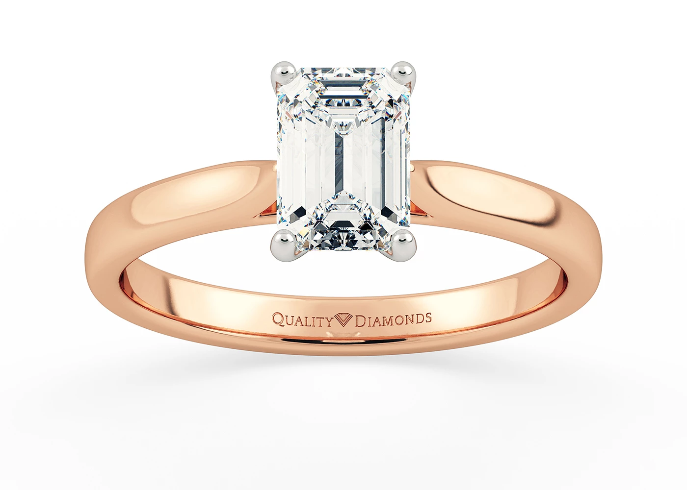 Emerald Rosa Diamond Ring in 9K Rose Gold