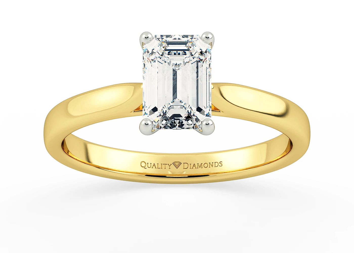 Emerald Rosa Diamond Ring in 18K Yellow Gold