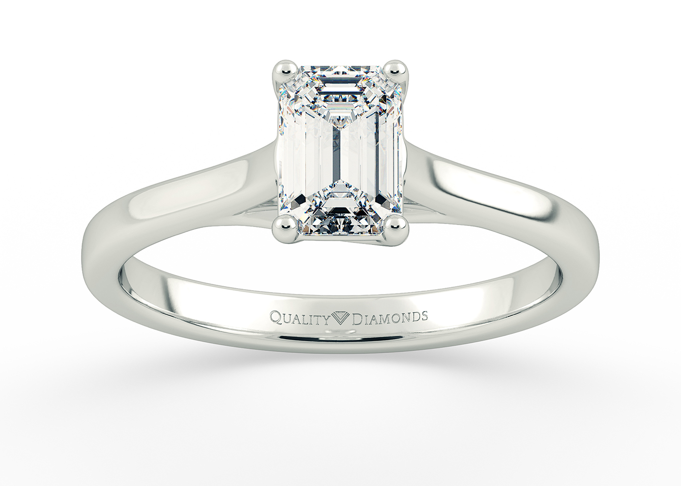 Emerald Hita Diamond Ring in 18K White Gold