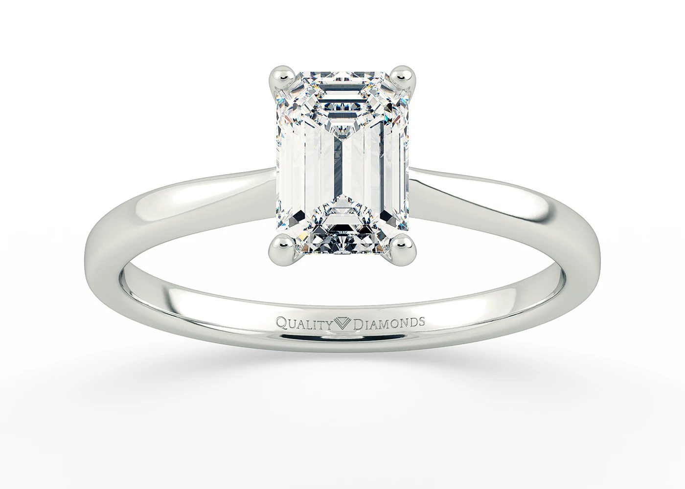 Emerald Nara Diamond Ring in 18K White Gold