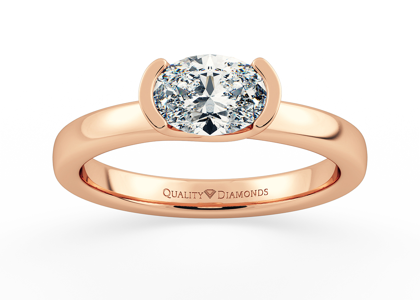 Oval Hanita Diamond Ring in 18K Rose Gold