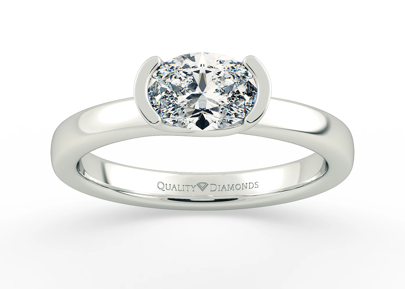 Oval Hanita Diamond Ring in 18K White Gold