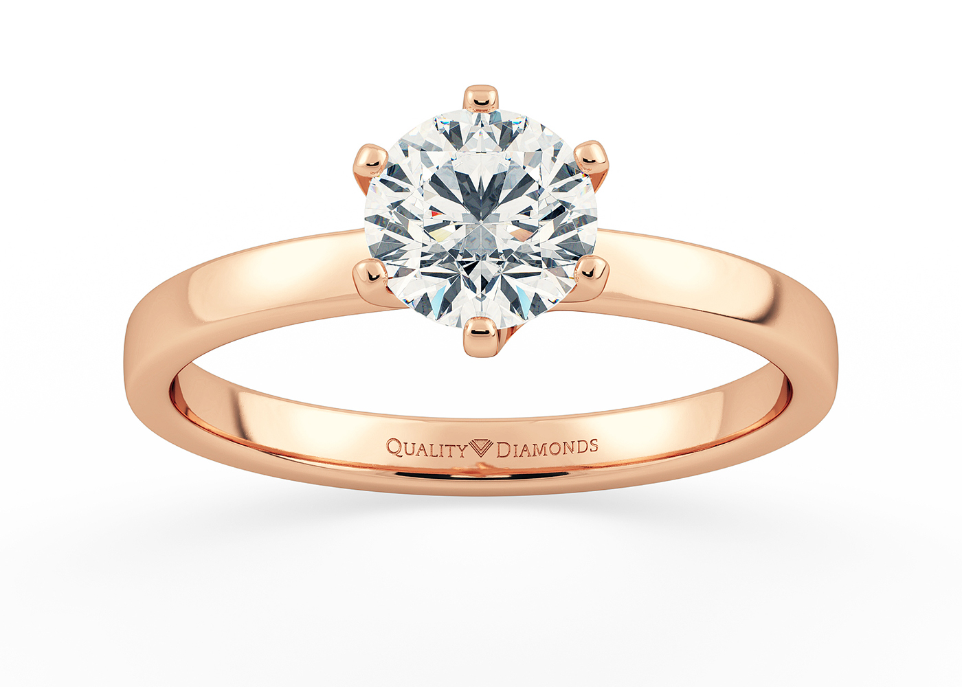 Six Claw Round Brilliant Abbraccio Diamond Ring in 18K Rose Gold