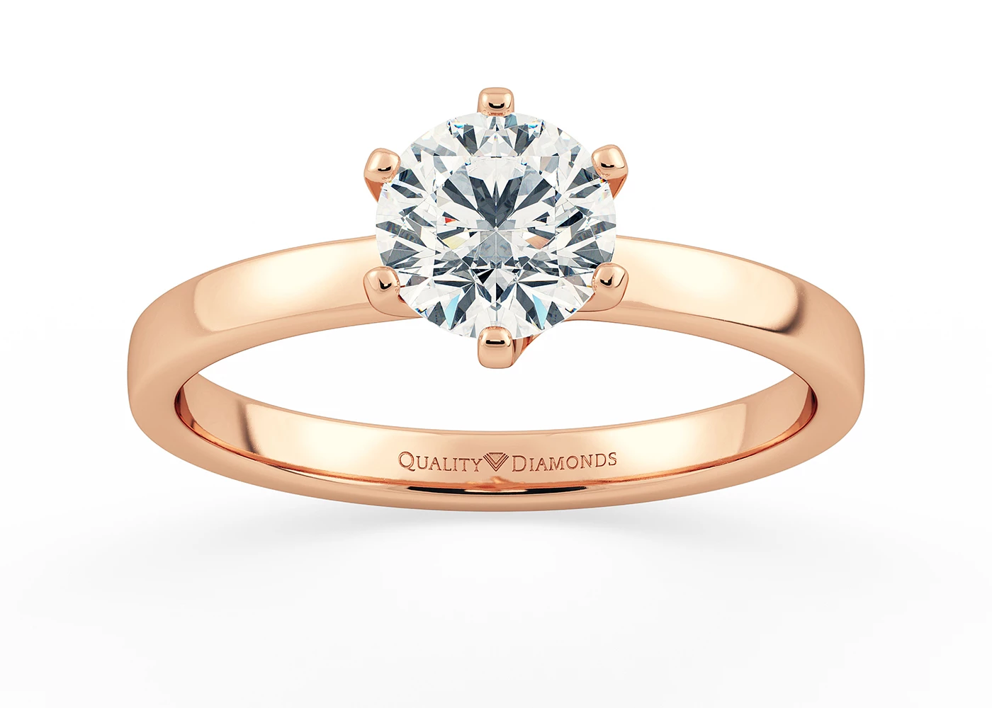 Six Claw Round Brilliant Abbraccio Diamond Ring in 18K Rose Gold