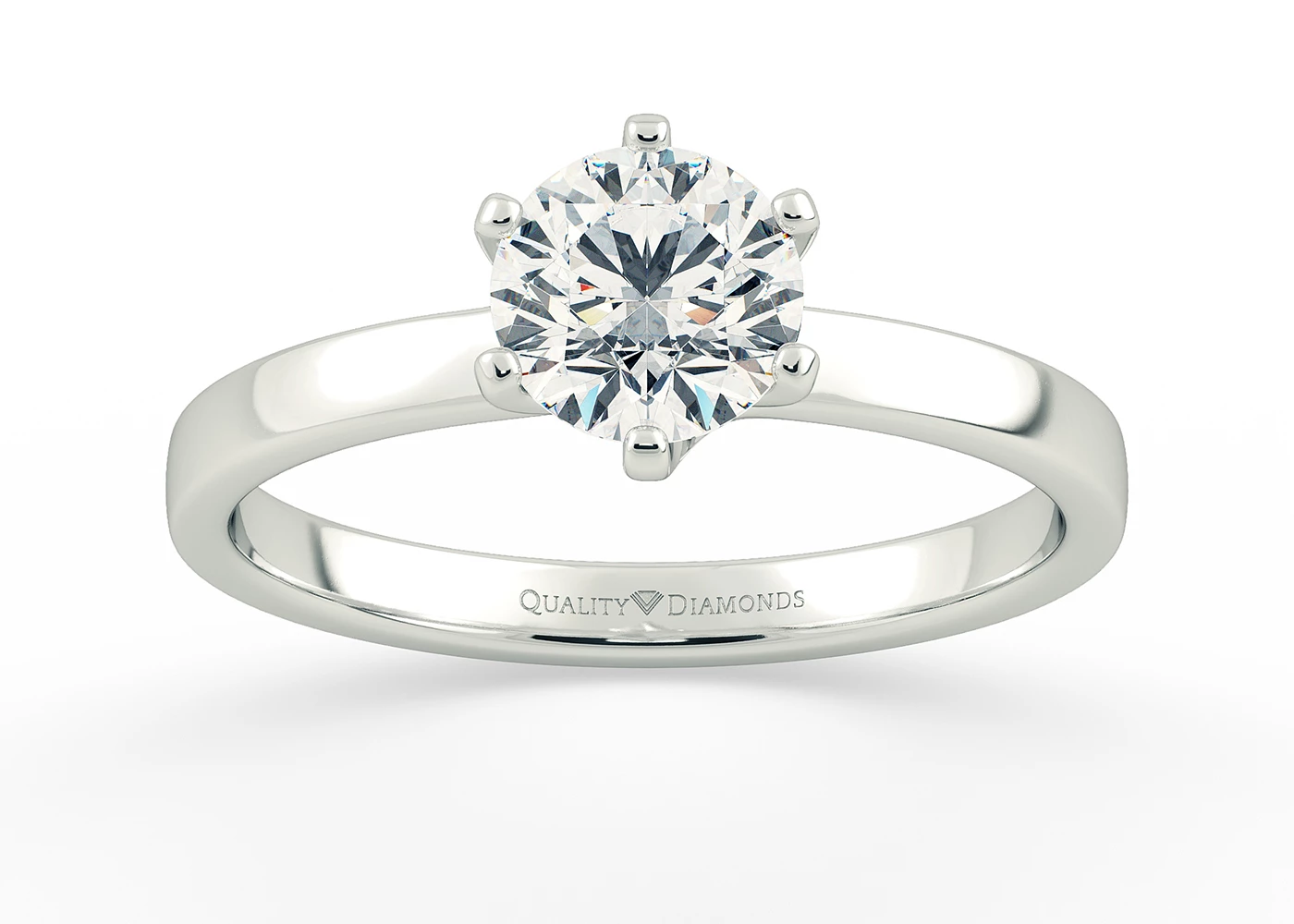 Six Claw Round Brilliant Abbraccio Diamond Ring in Palladium