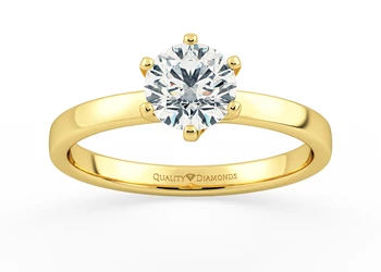 Six Claw Round Brilliant Abbraccio Diamond Ring in 18K Yellow Gold
