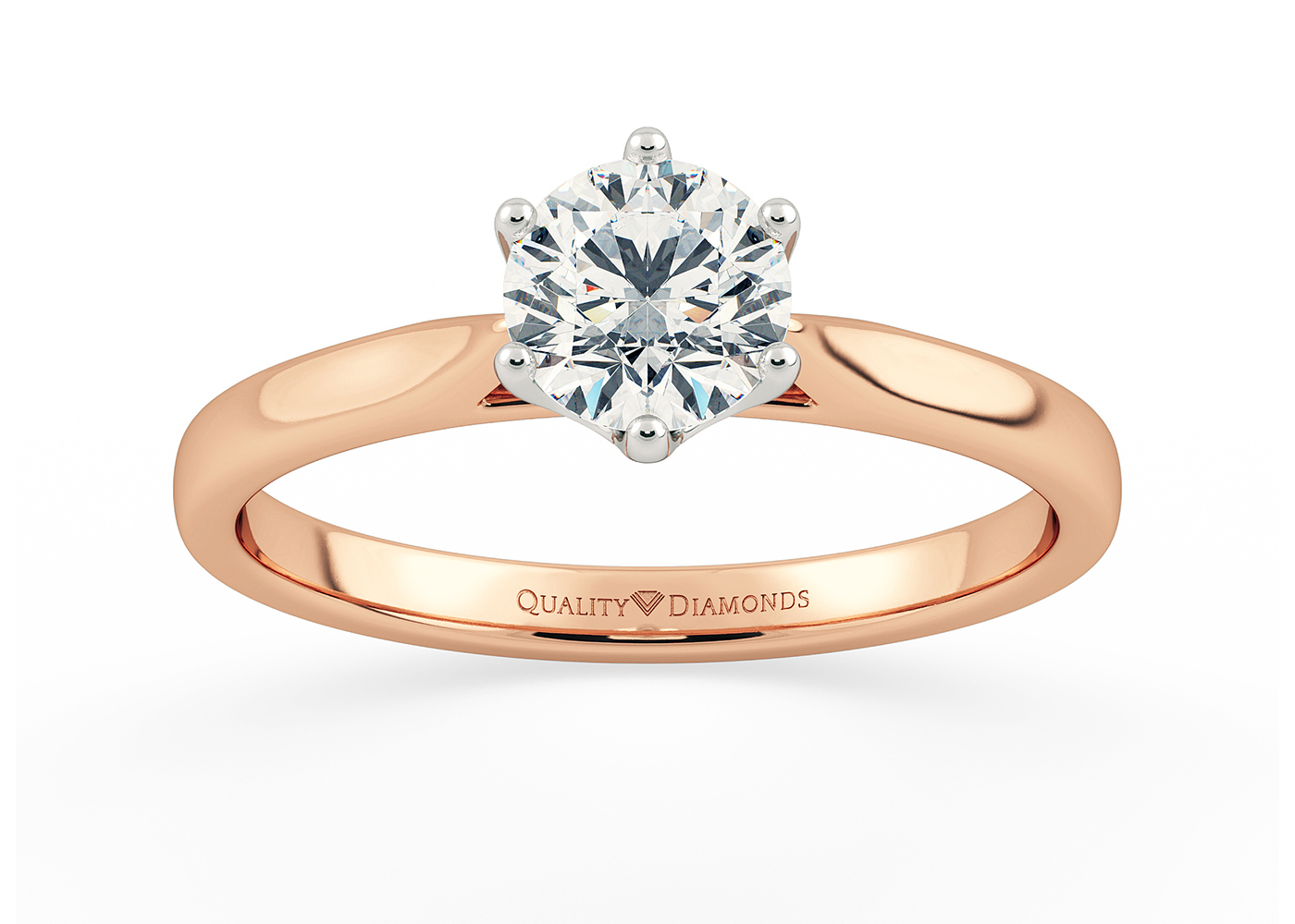 Six Claw Round Brilliant Grazia Diamond Ring in 18K Rose Gold