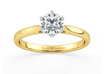 Six Claw Round Brilliant Grazia Diamond Ring in 18K Yellow Gold