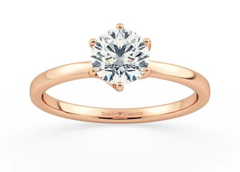 Six Claw Round Brilliant Cura Diamond Ring in 18K Rose Gold
