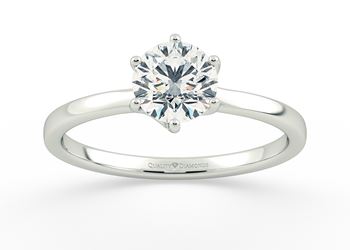 Six Claw Round Brilliant Cura Diamond Ring in Platinum