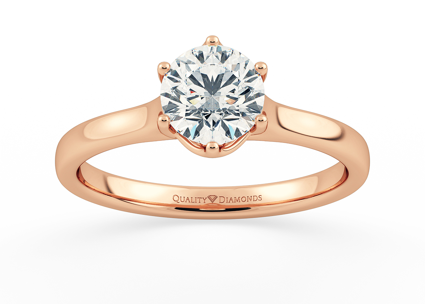 Six Claw Round Brilliant Promessa Diamond Ring in 18K Rose Gold