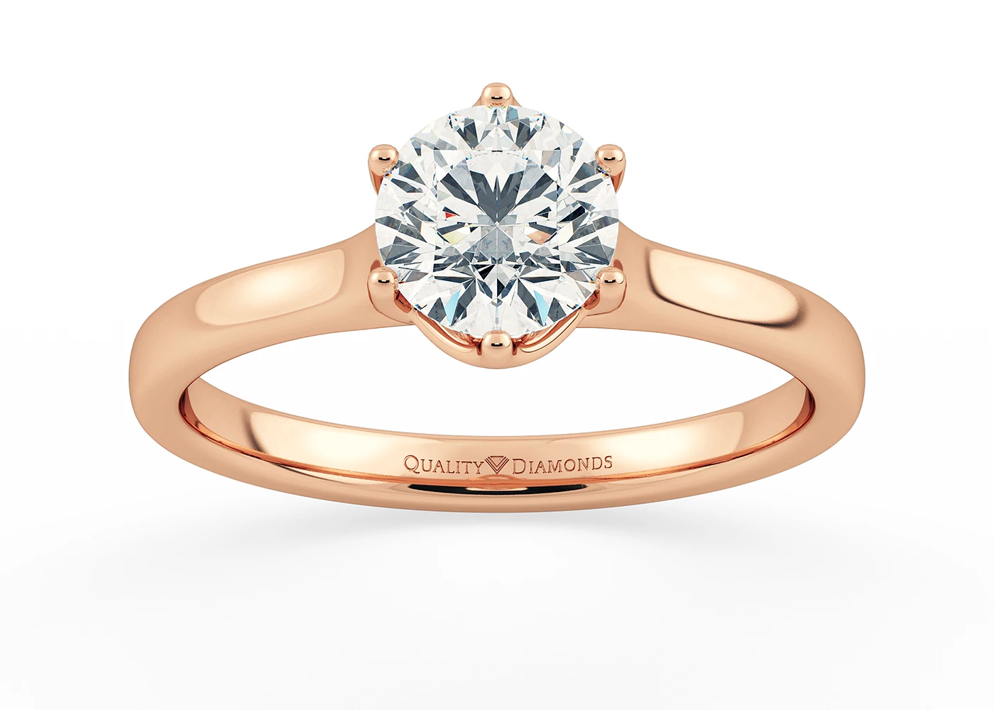 Six Claw Round Brilliant Promessa Diamond Ring in 18K Rose Gold