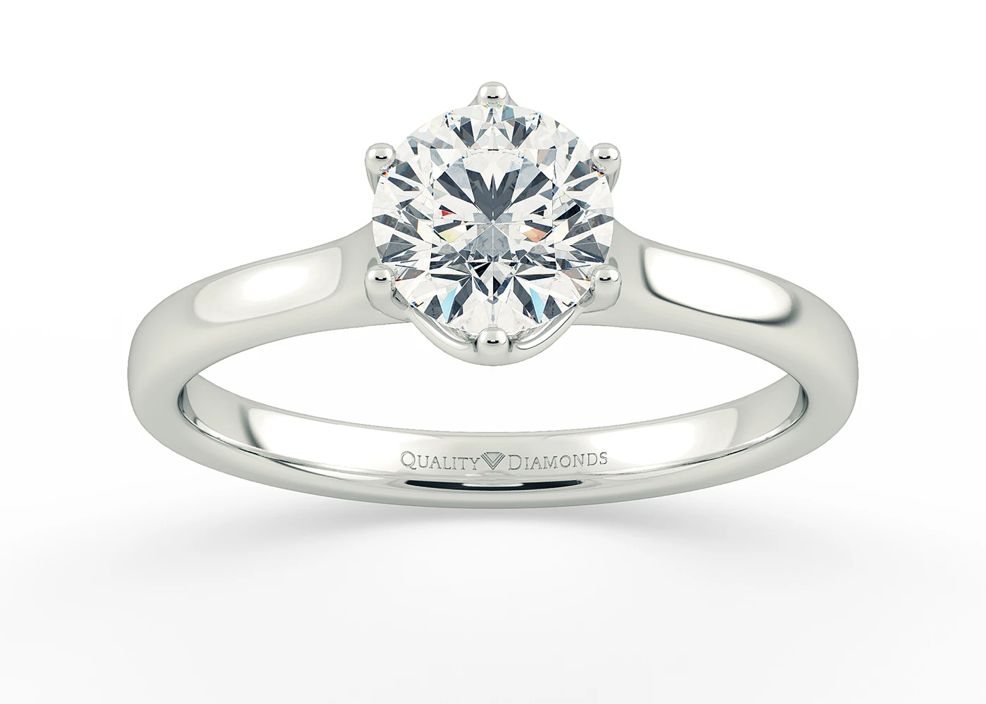Six Claw Round Brilliant Promessa Diamond Ring in 18K White Gold