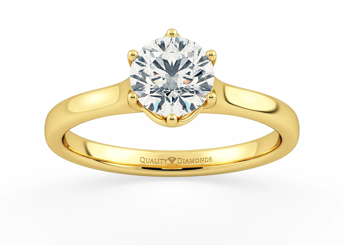 Six Claw Round Brilliant Promessa Diamond Ring in 18K Yellow Gold